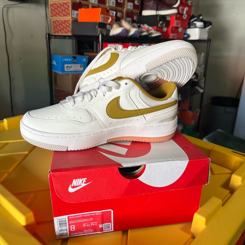 Nike Court Vision Low in White and Gold
